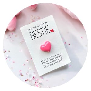 Pocket Hug Bestie roze hartje