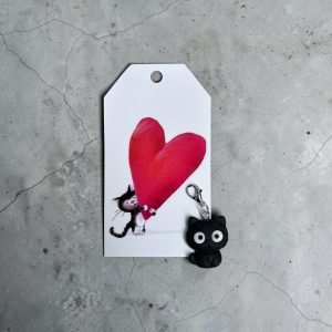 Pocket Hug Zwarte poes-rood hart